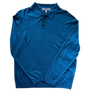 Neiman Marcus Cashmere Silk Knit Polo Sweater – Men’s XXL – Teal Blue